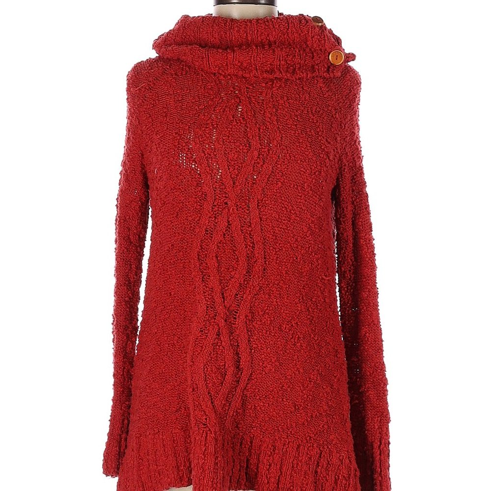 Moth Oversized Red Cowl Sweater Cotton Blend